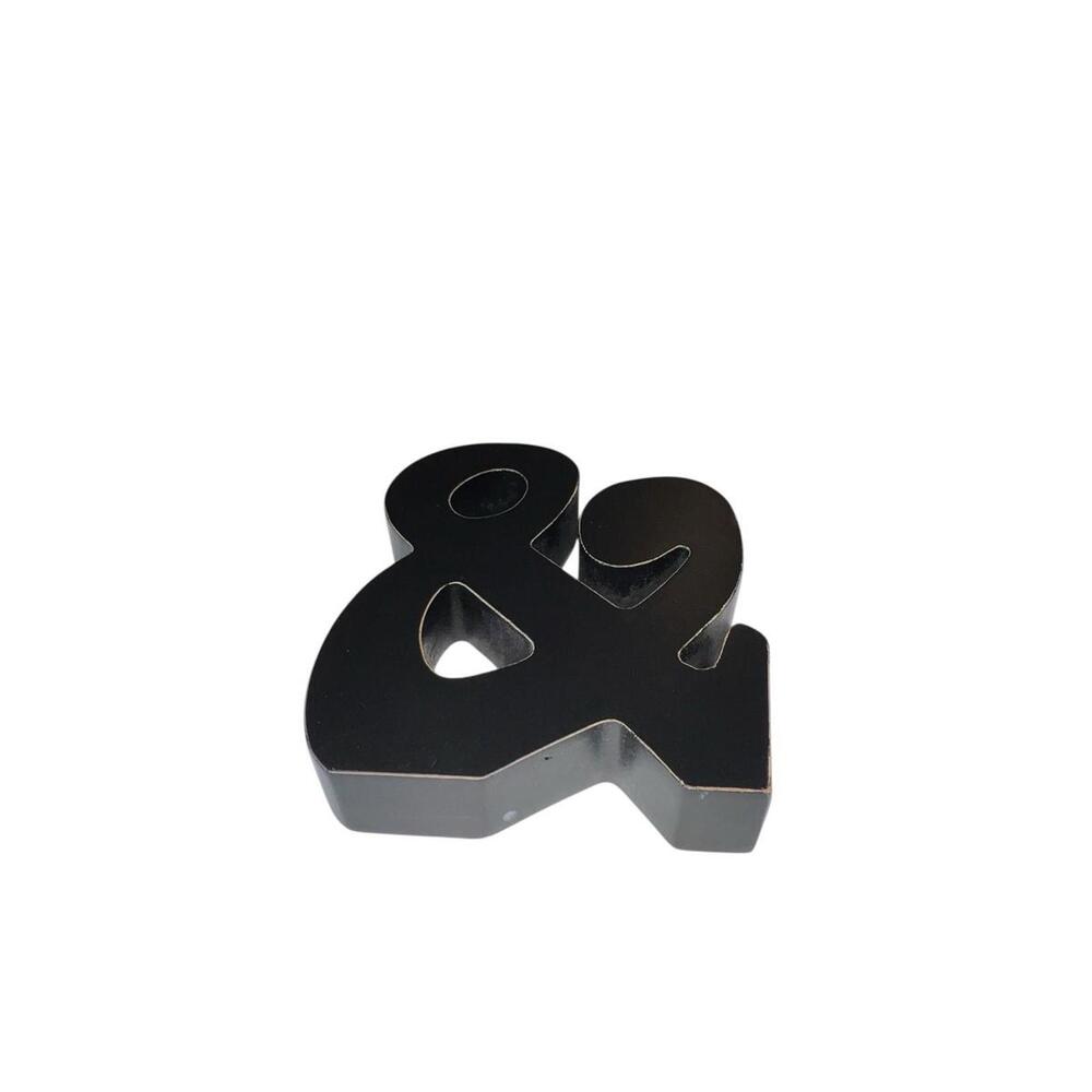 Black Wooden Ampersand “&”‎ Symbol Decorative Block 9” Modern Rustic Home Decor - Picture 2 of 7